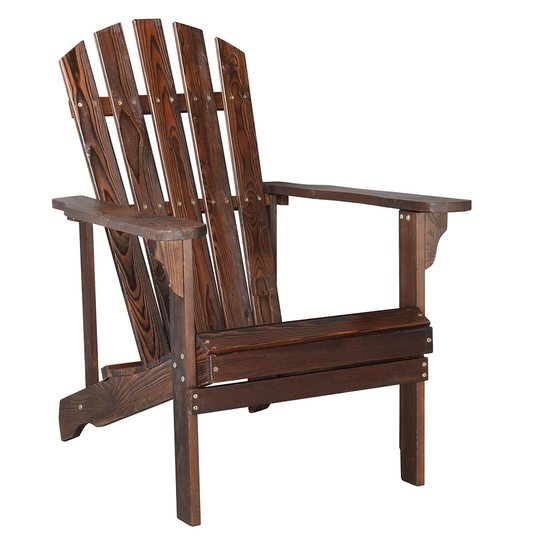 Outdoor Garden Wooden Adirondack Chair with Footstool,Carbonized Color