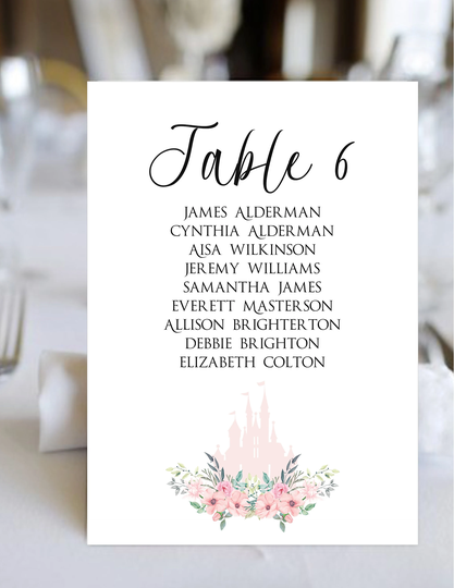 Table Seating Cards Pink Fairytale Castle | Story Book Only Order What You Need Build Your Own Set #ts-0815