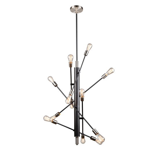 Artcraft Truro 12-Light Pendant Light in Black & Brushed Nickel