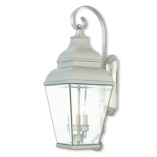 Giuseppe Lighting Three Light Outdoor Wall Lantern Exeter Brushed N - Exact Size