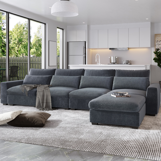 L-Shape Modular Sectional Sofa, Convertible Sofa Couch with Reversible Chaise
