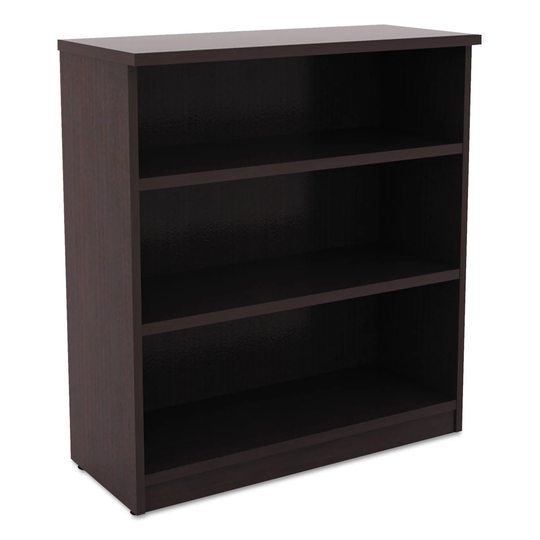 Alera Valencia Series Bookcase, Three-Shelf, 31 3/4 x 14 x 39 3/8, Espresso - 31 3/4" x 14" x 39 3/8"