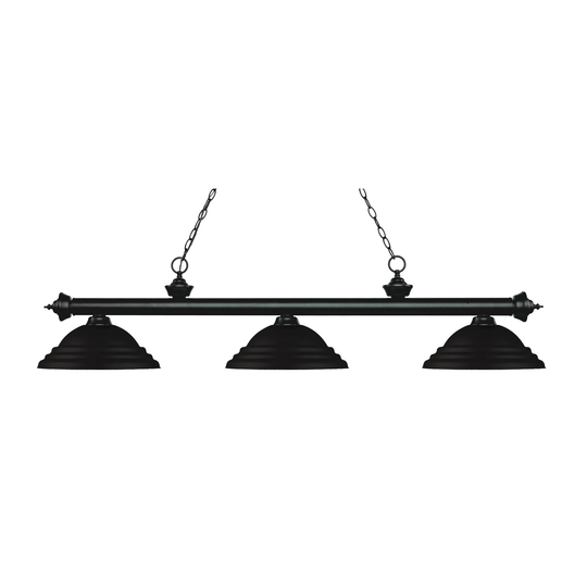 Avery Home Lighting Riviera Matte Black 3-light Island/Billiard Stepped Matte Black-finished Light - Matte Black