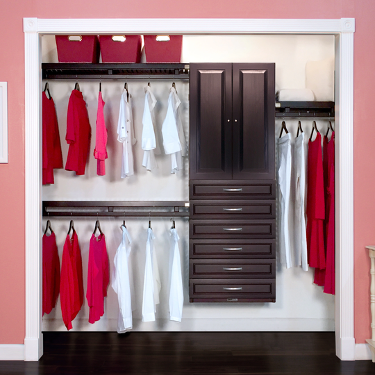 John Louis Home 12in. Deep Solid Wood 6-Drawer/Raised Panel Doors Woodcrest Simplicity Organizer Espresso