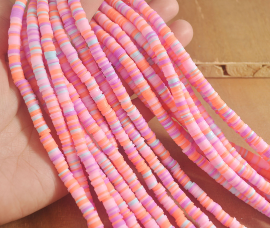 6mm Vinyl Heishi Beads, Pink Mixed Color Polymer Clay Beads, African Polymer Clay Diy Making Jewelry Bead, Length 40cm6-41#