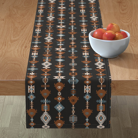 Desert Table Runner - American Southwest Black By Sandra Hutter Designs Geometric Earth Tones Cotton Sateen Spoonflower