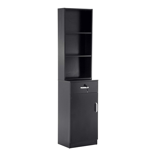 Locking Wall Mount Barber Station Hair Styling Drawer Storage 3056BK-1