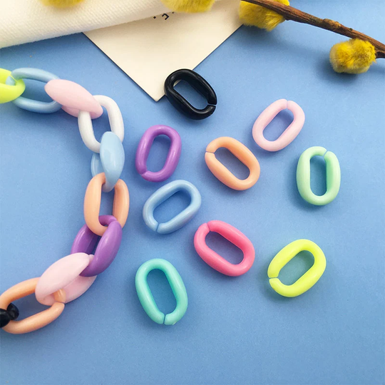 100/200/300Pcs Colorful Mixed Open Acrylic Chain, Pastel Plastic Chain Links,necklace Makings, Jewelry Making Supplies, Diy