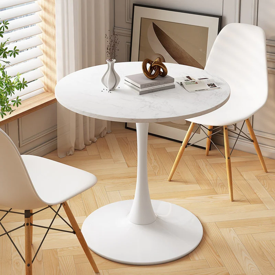 32" Round Dining Table with MDF Table Top,Metal Base
