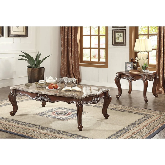 ACME Shalisa End Table, Marble & Walnut