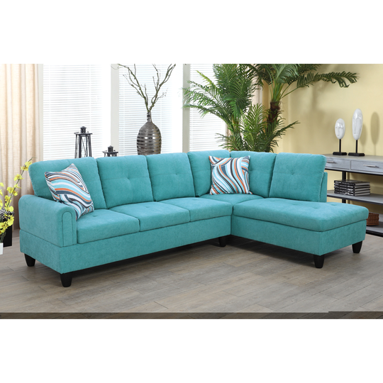 2-Pieces Sectional Sofa & Chaise,Green,Flannelette(09703B-2)