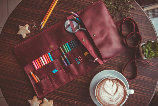 Leather Pen Case Holder, Leather Paint Brush Roll, Leather Pencil Case, Pencil Roll Up, Leather Paintbrush Holder, Pencil Leather