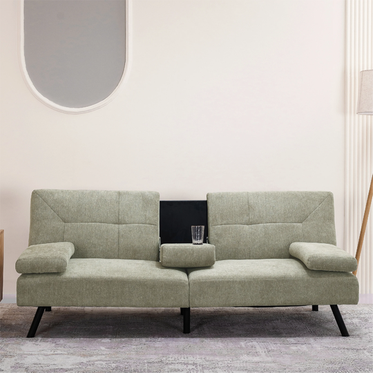 Loveseat Fabric Sofa Convertible Futon Sofa Bed, Manual Recline Backrest Couches
