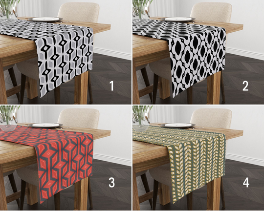 Decorative Table Runner, Geometric Black Red Green Tablecloth, Housewarming Gift, Patio & Kitchen Textile