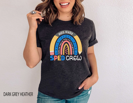 Custom Sped Team Shirt, Personalized Crew Pencil Rainbow Tshirt, Plus Size Squad Tees, Special Ed Teacher Gift, Education