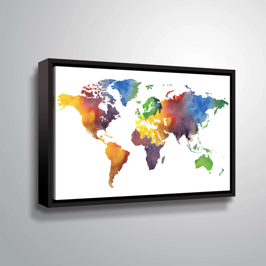 Colorful world map by Irina Sztukowski Gallery Wrapped Floater-framed Canvas