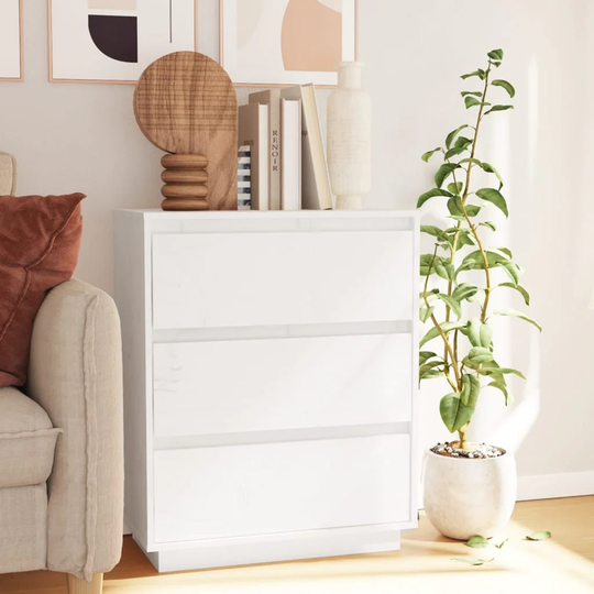 Sideboard White 23.6"x13.4"x29.5" Solid Wood Pine