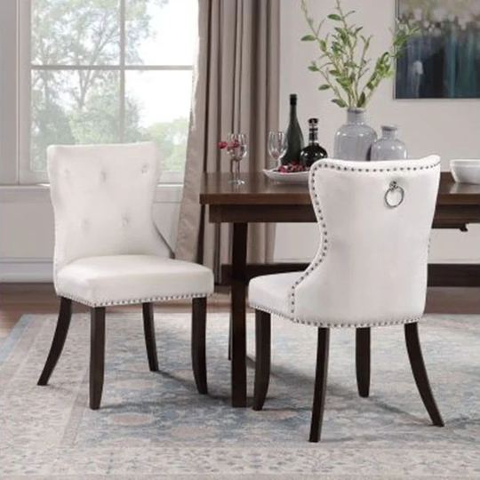HGMart Dining Chair Tufted Armless Chair Upholstered Accent Chair,Set of 2 (Cream, Grey)