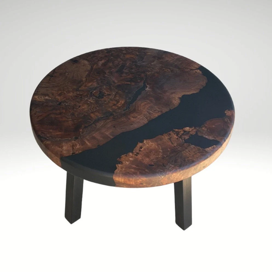 Live Edge Coffee Table/Walnut Epoxy Burl Round Resin
