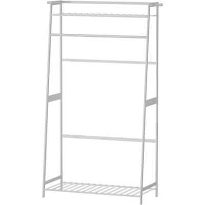 Clothes Rack, Freestanding Garment Rack For Living Bedroom Room Kitchen Bathroom Entryway Office Storage Shelves Clothes Hanging Rack, White