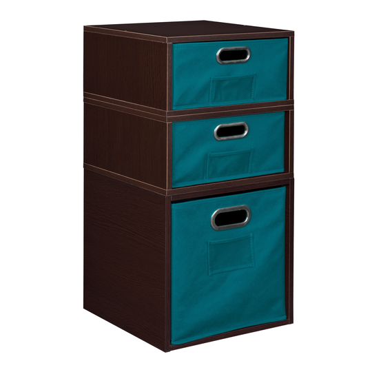 Noble Connect Storage Set- 1 Full Cube/2 Half Cubes with Foldable Storage Bins- Truffle/Teal