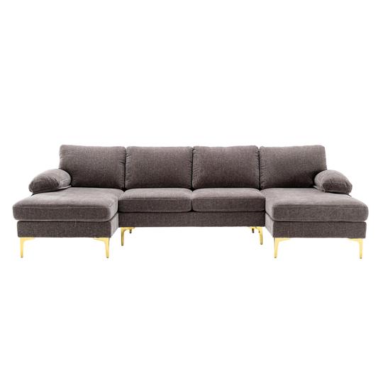 U-shape Sectional Sofa Chenille Upholstered 4 Seater Sofa Chaise Lounge Couch