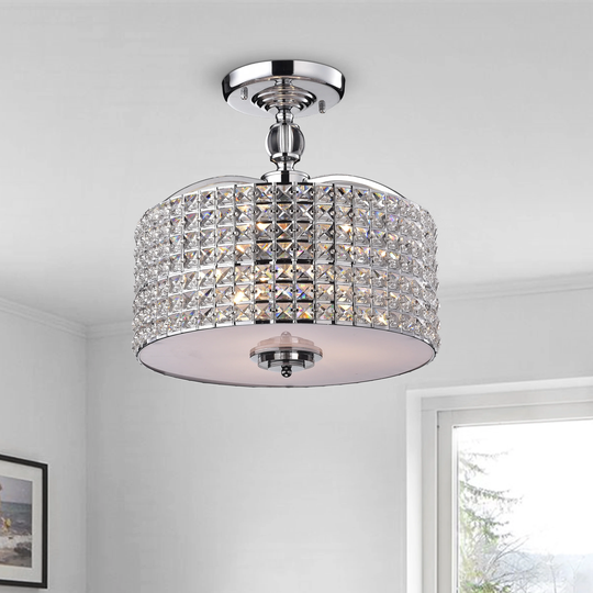 Anchiaios Chrome and Crystal 3-light Semi Flush Mount