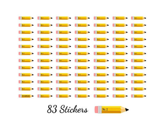 Pencil Icon Stickers - Planner Journal Meeting School Study Class Homework Write