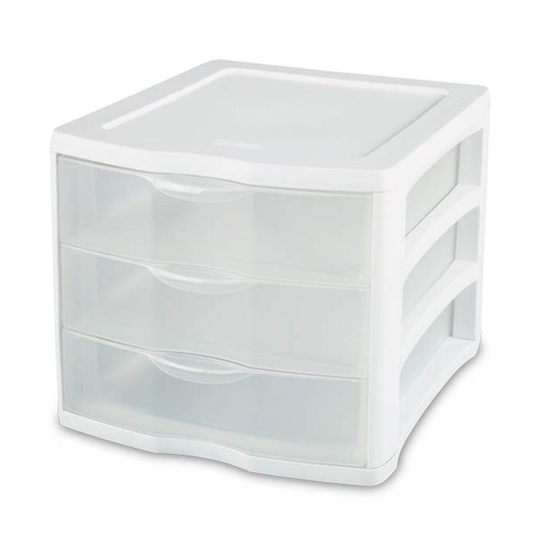 Sterilite ClearView Compact Stacking 3 Drawer Storage Organizer System, 40 Pack