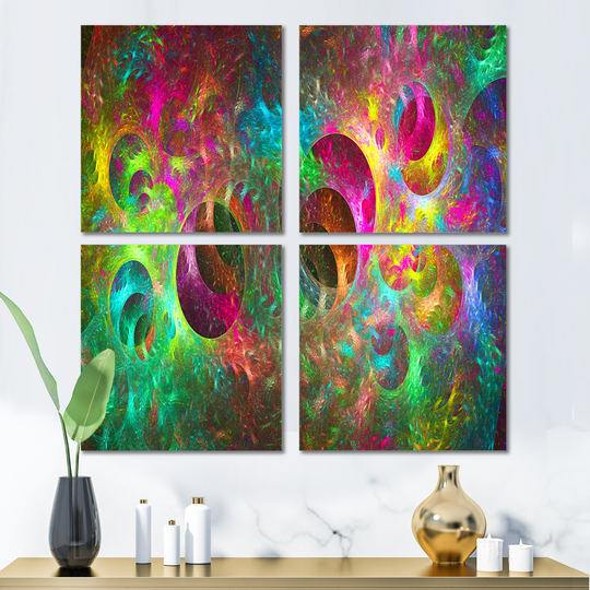 Designart 'Multi Color Fractal Glass Texture' Abstract Canvas Wall Art Print