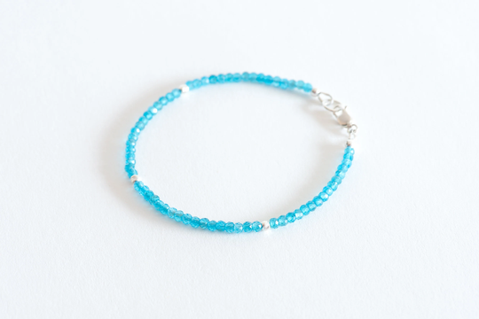 Dainty Apatite Bracelet, Natural Dark Bracelet