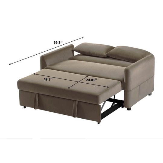Modern Convertible Sofa, Leisure Broaching Machine, Sleeper Sofa with 3-level Adjustable Backrest and Comfortable Fabric