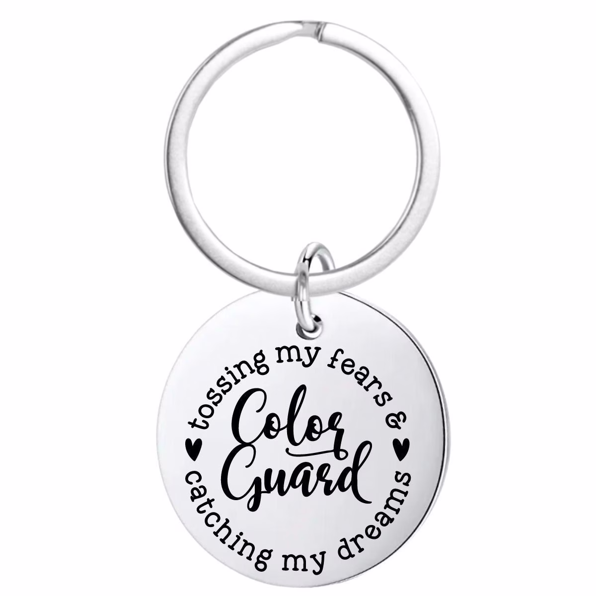 Color Guard Engraved Keychain, Tossing My Fears Catching Dreams Flags Jewelry - Perfect Gifts Teens & Girls