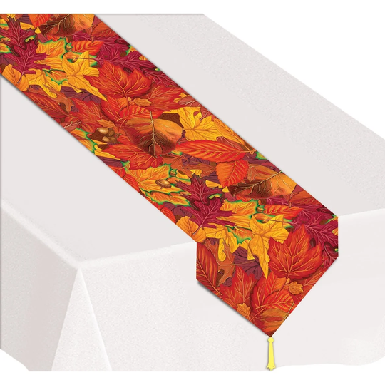 Beistle 90019 Printed Fall Leaf Table Runner, 11" x 6'