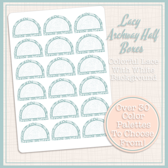 Colorful Lace | Archway Half Box Stickers Lacy Frame 18 Total
