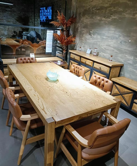 Real Oak Wood, Natural, Wooden Legs Table