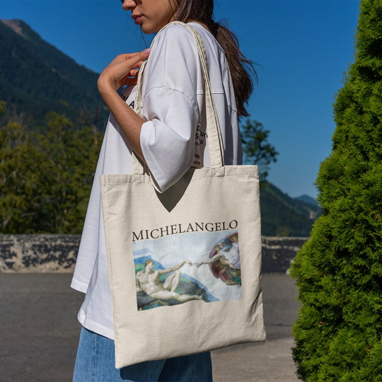 Michelangelo Creation Of Adam Tote Bag -Aesthetic Tote Bag, Art Bag, Aesthetic Bag, Artsy Bag, Grunge Bag