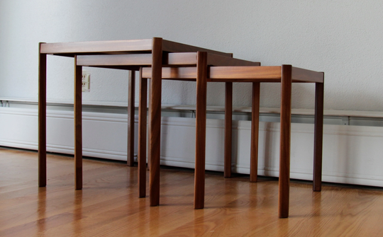 Teak Nesting Tables By Hans Olsen For Finn Lindebo Hansen