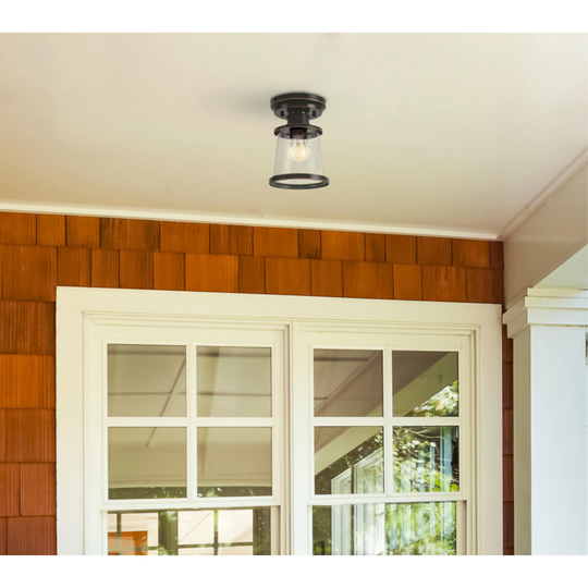 Westinghouse Lighting Emma Jane 7-Inch One-Light Outdoor Semi-Flush Mount, Amber Bronze Finish with Clear Seeded Glass - 1-Light