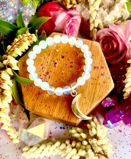 Luna's Opal Moon Bracelet ~ Anita Apothecary, Witch Jewelry, Moon Phase Bracelet, Celestial Jewelry, Opalite Jewelry