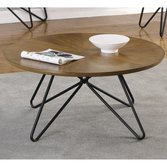 Carson Carrington Hjulslatt Dark Brown and Black Round Coffee Table - 18" x 38"
