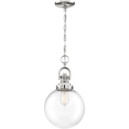 Skyloft 1-Light Pendant Fixture Polished Nickel Finish with Clear Glass