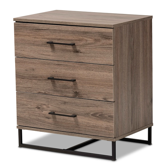 Daxton Modern Rustic Oak Finished Wood 3-Drawer Storage Chest