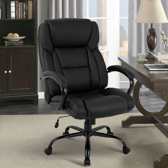 Big&Tall Adjustable HeightPU Ergonomic Swivel Office Chair With Lumbar Support Massage