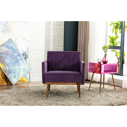 Fashion Comfortable Velvet Accent Chair, Upholstered Leisure Single Sofa with Rose Golden Feet for Living Room Lounge Chair