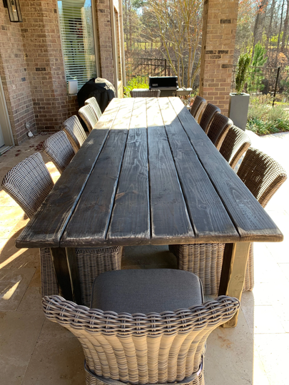 Massive Rustic Farm Table Farmhouse Primitive Country Cabin Distressed Large Kitchen Indoor Outdoor Table Custom Sizes Colors 6" Solid Legs