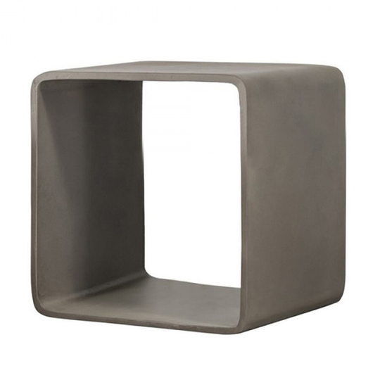 Contemporary Style Concrete Cube Shelf with Curved Edges, Gray