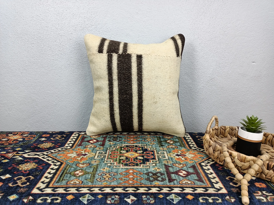 Decorative Pillow, Kilim Sofa Farmhouse 16x16 Hand Woven Soft Cushion Case, 16-16Vt 218