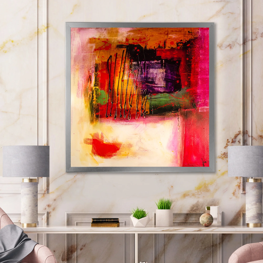 Designart 'Modern Energetic Color Dance II' Modern Framed Wall Decor