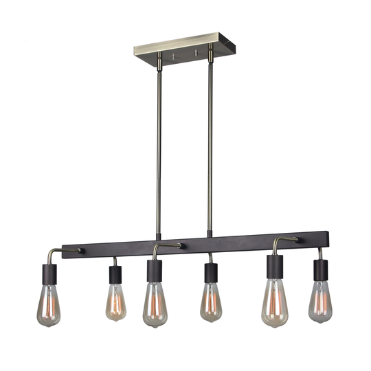 Woodbridge Lighting 16127BRB Ethan 6-light Linear Pendant with ST64 Bulb